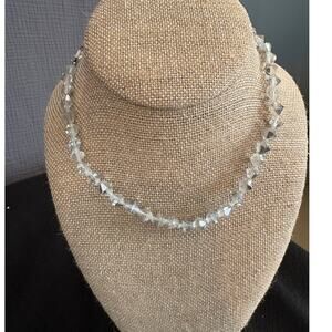 Vintage Clear Crystal Faceted Bicone Glass Bead Necklace